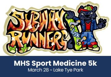 Graphic advertising the MHS Sports Medicine 5k Fun Run.