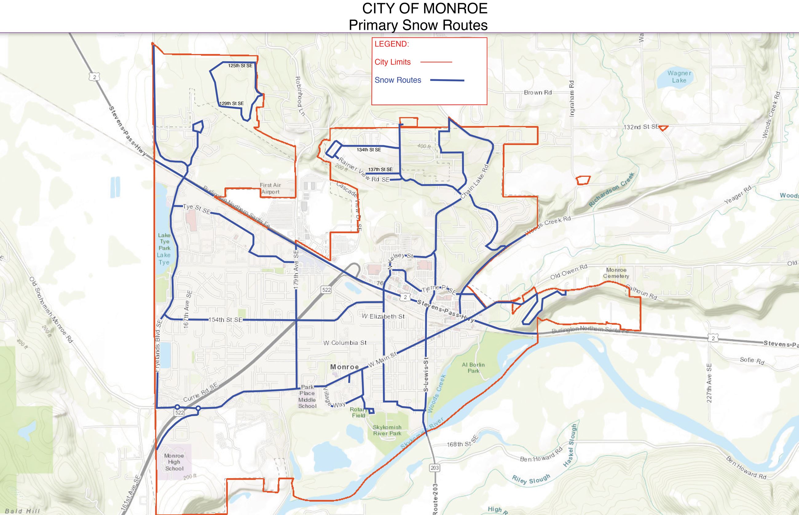 City of Monroe Primary Routes Map